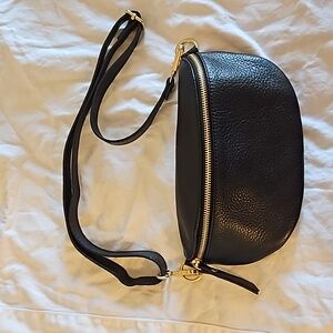Black Leather belt bag